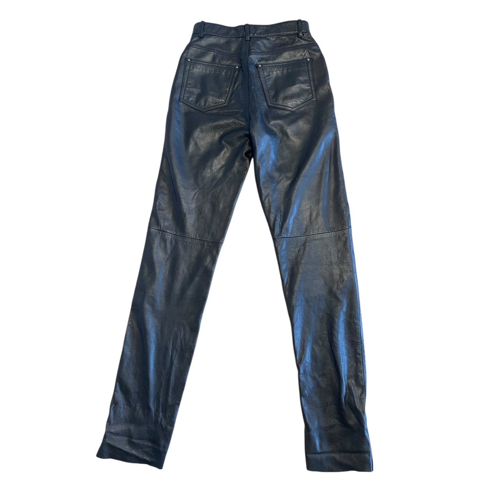 Maxima Vintage Leather Pants High Waisted Black Straight Leg Trouser 26 Waist